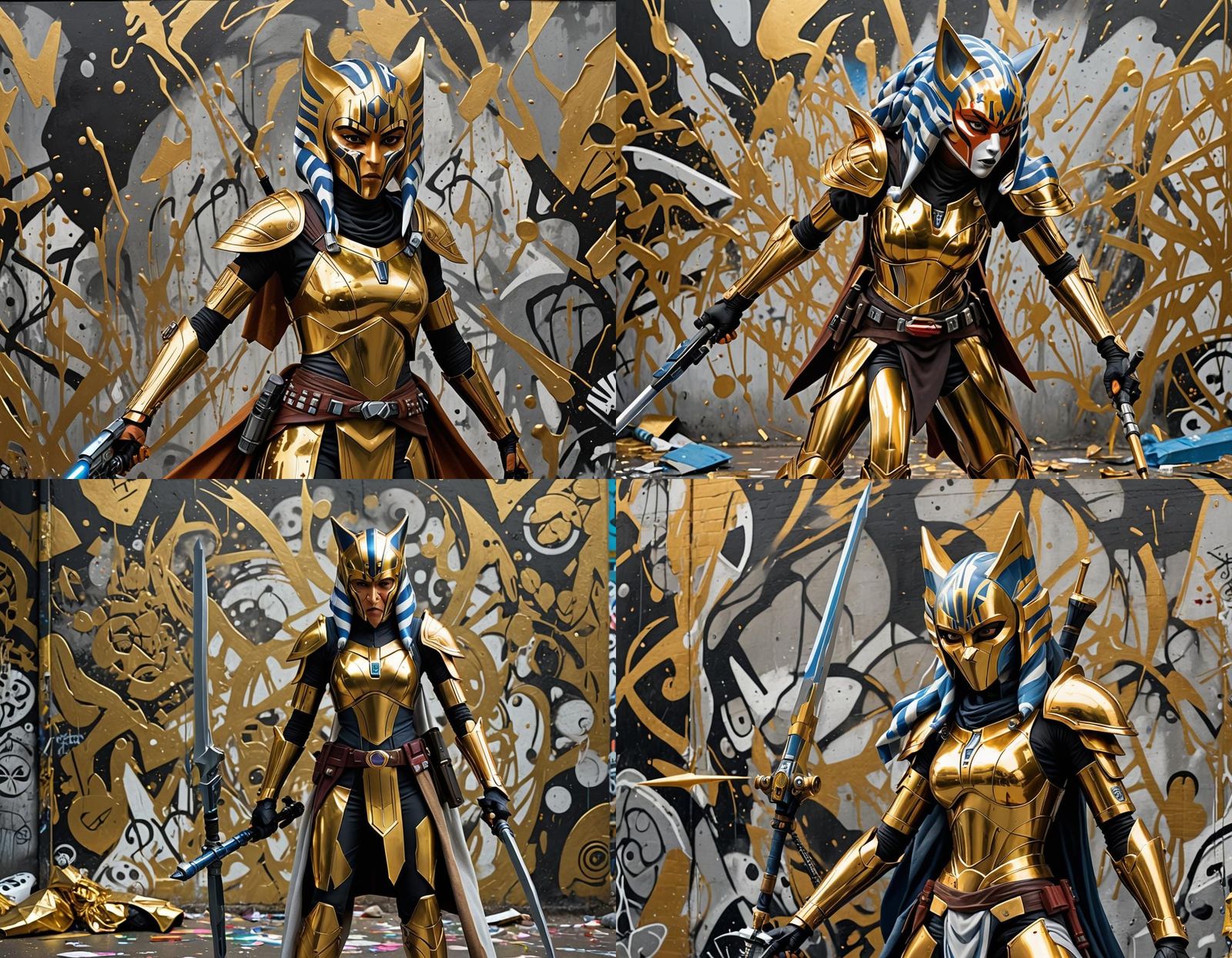 Golden Ahsoka Tano Battles Army: Digital Matte Painting