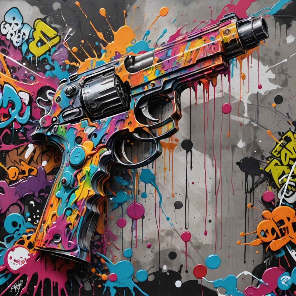 Graffiti Art: A Large Gun in Street Art Style