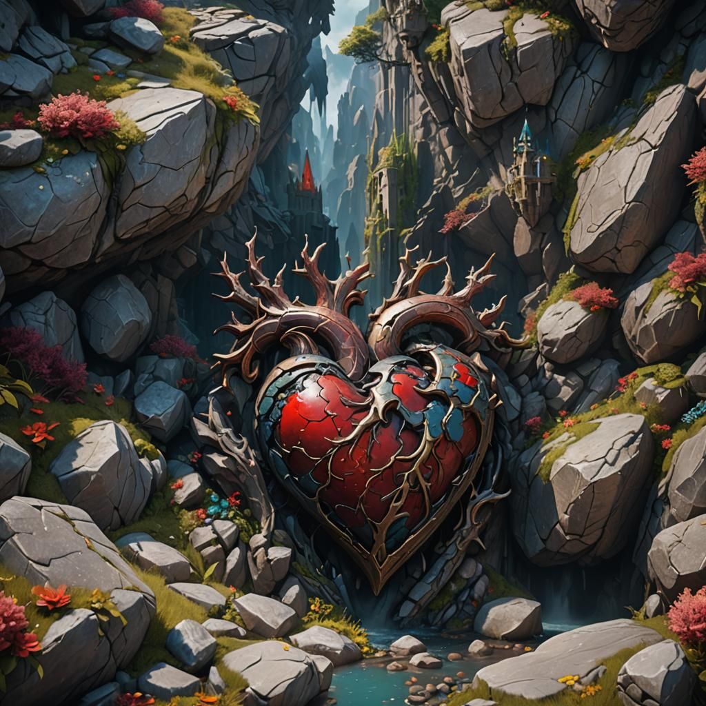 Detailed Matte Painting: Heart of Stone in Fantasy Art