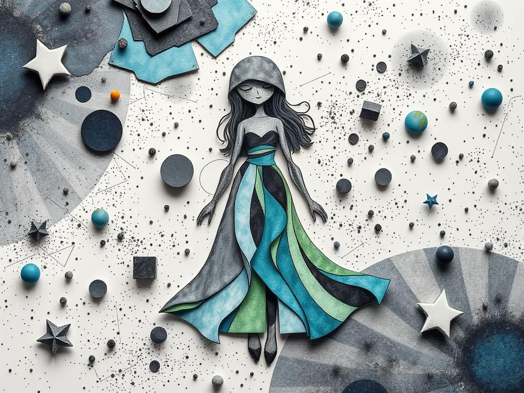 Ethereal Paper Galaxy with Intricate Doll