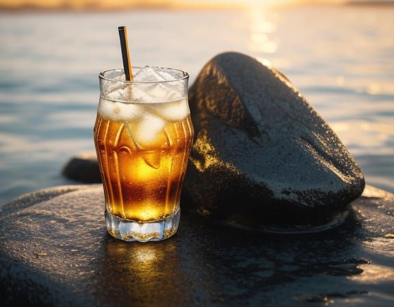 Coca-Cola Can on Granite Rock at Sunrise in Golden Hour