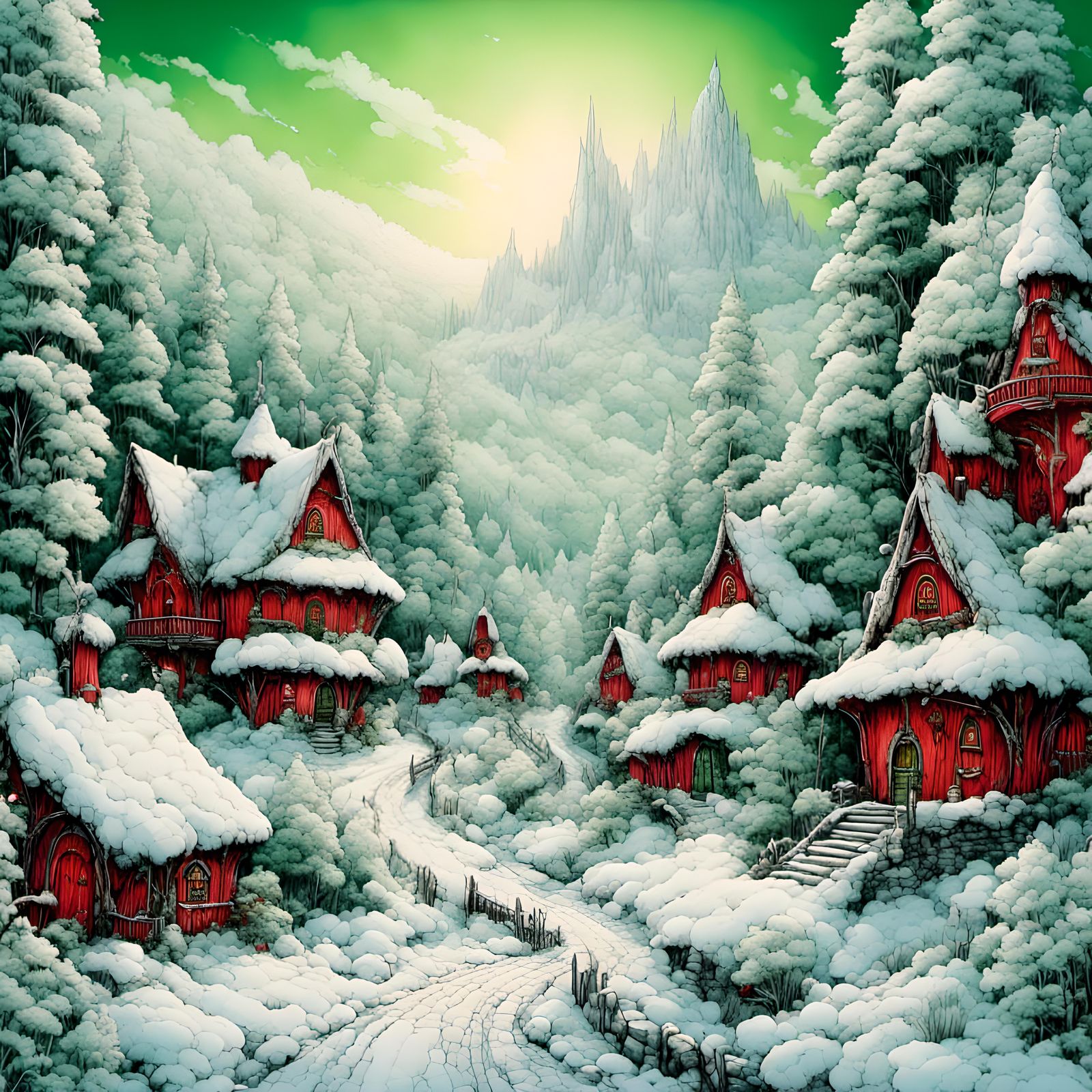 <lora:Dalle 3 lora 1:1.0> background red and green <lora:Aut...