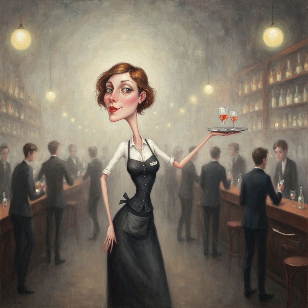 Surreal Bartender Serving Drinks in a Dreamlike Pub Oil Pain...