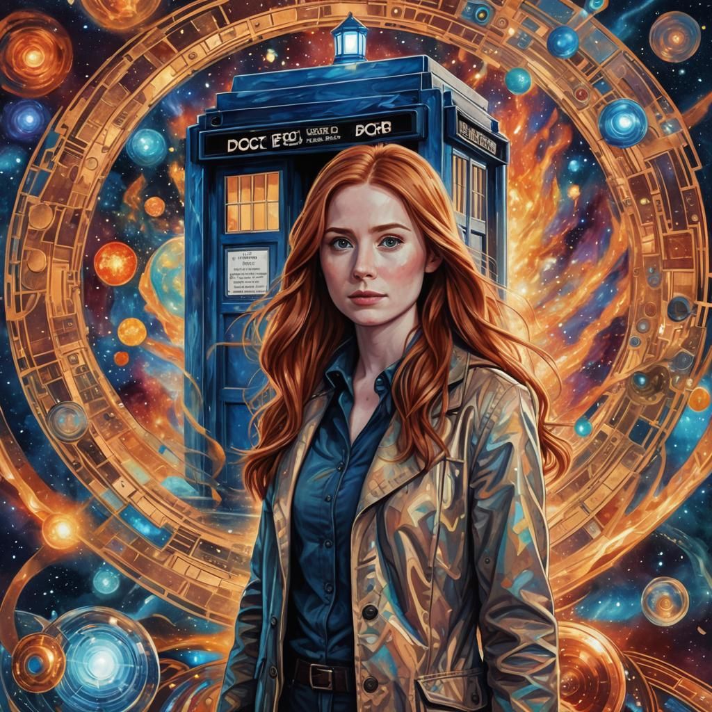 Amy Pond and Tardis in Cosmic Astral Art
