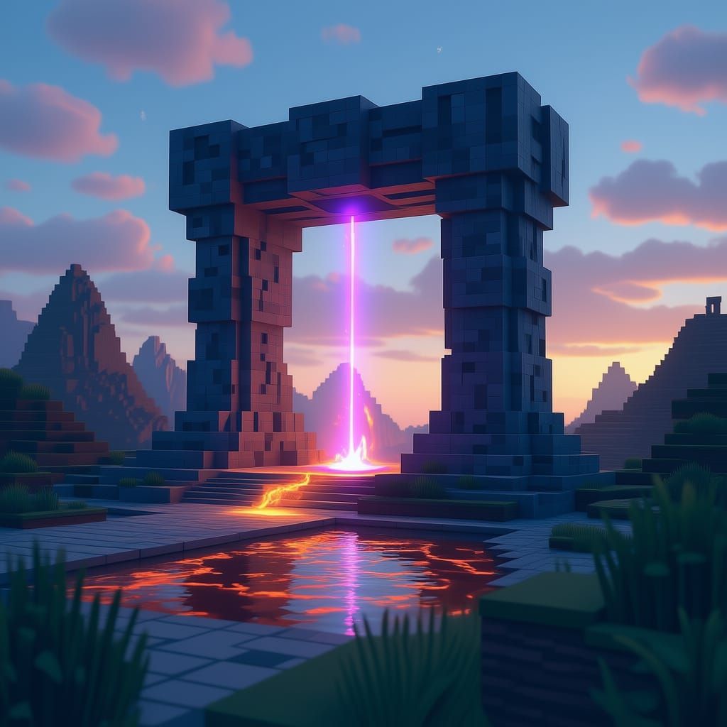 Minecraft Stargate Portal in Photorealistic Style