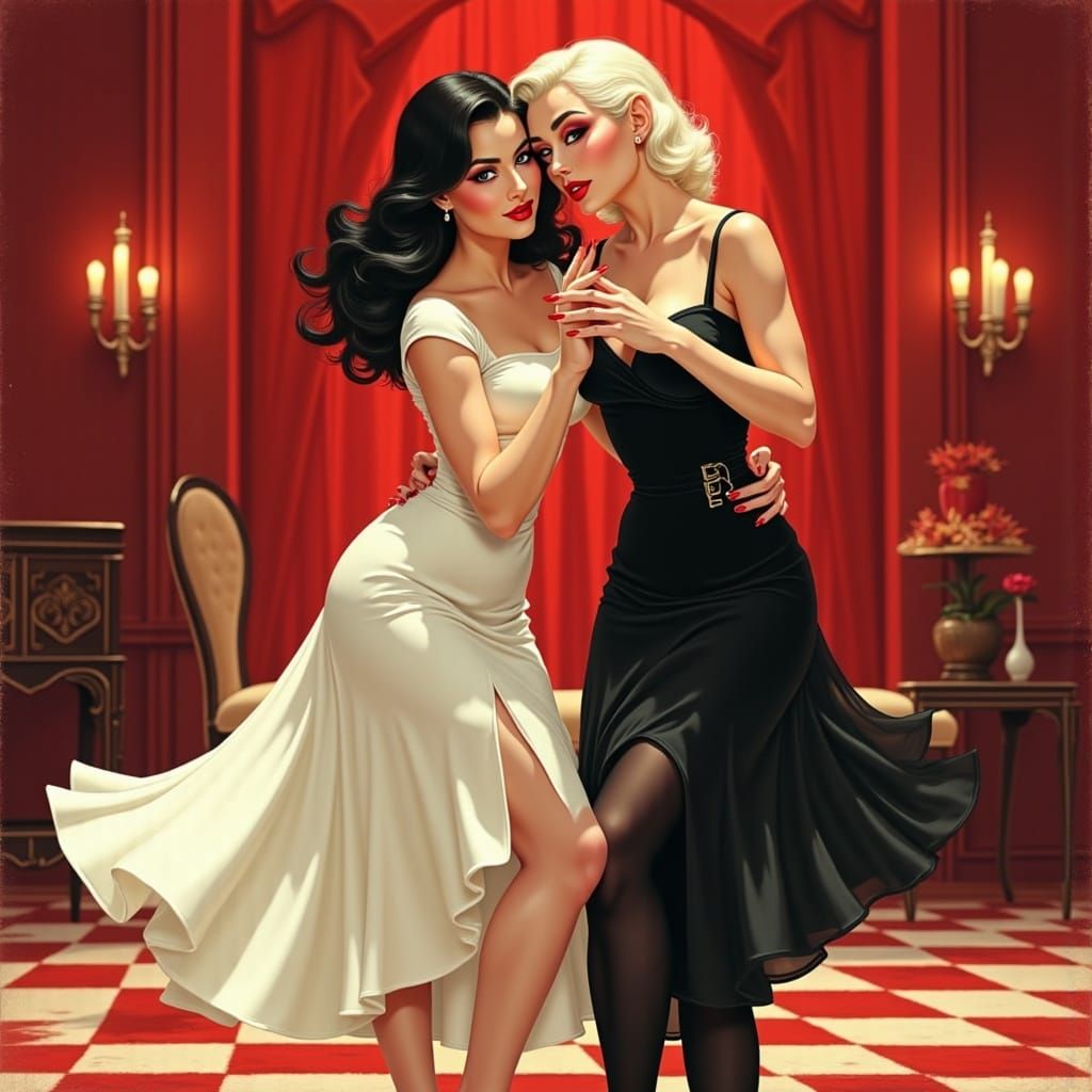 Ballroom Dancers in Monochromatic Harmony