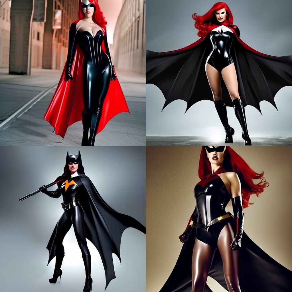 Ginger-Haired Superheroine in Dark Night, Comic Style