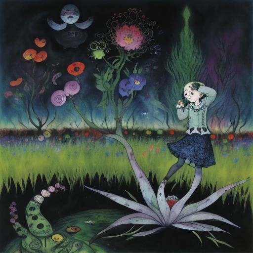 Surreal Swamp Flowers: Grotesque Fantasy Art