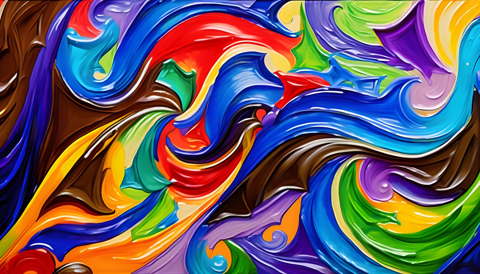 Abstract Impasto Painting of Cosmic Geyser Maelstroms