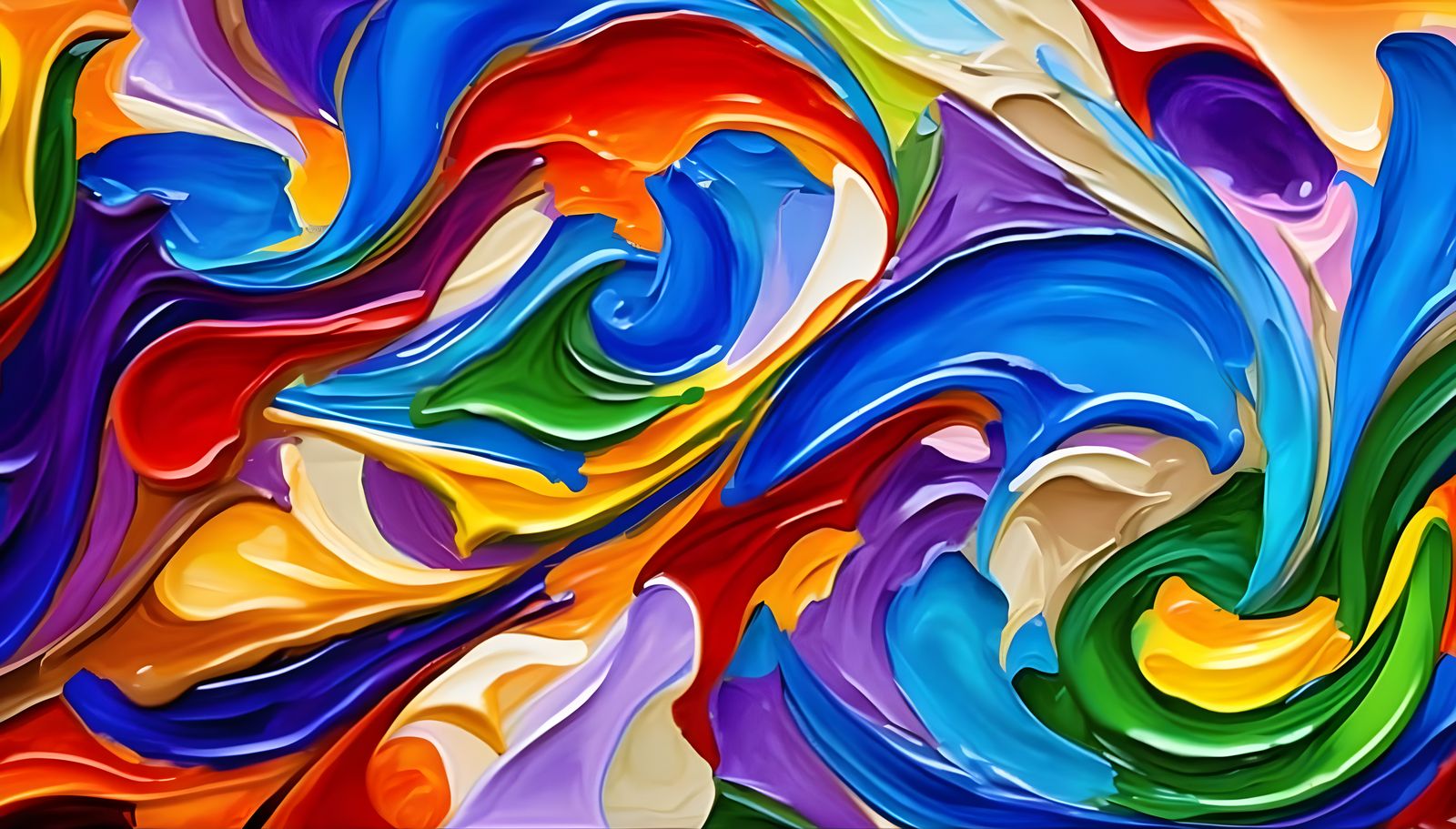 Abstract Impasto Painting with Swirling Colors and Stars