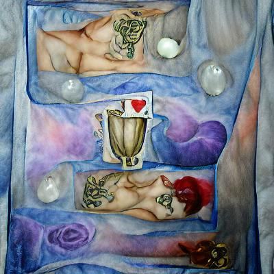 The Lovers Tarot Card in Watercolor Realism