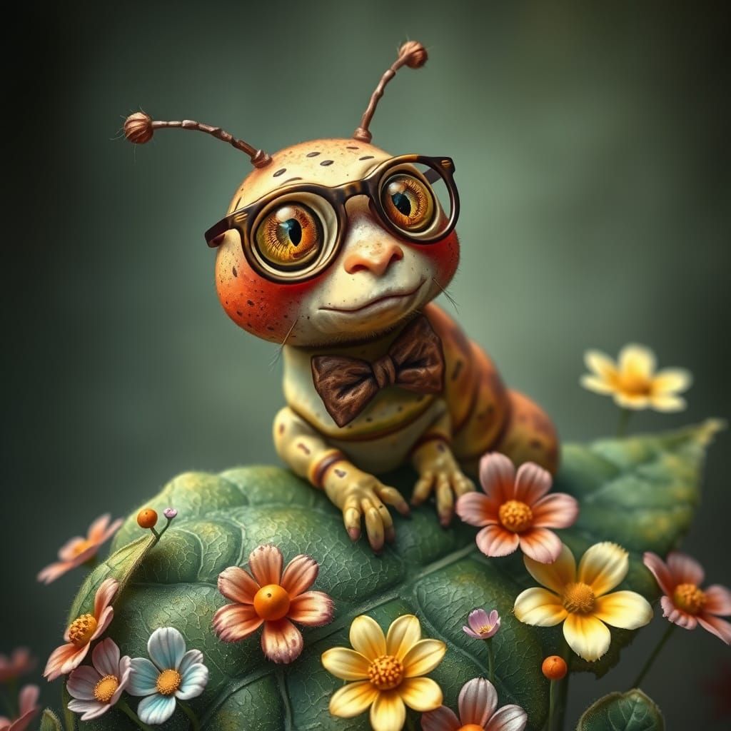 Caterpillar Gentleman in Beatrix Potter Style