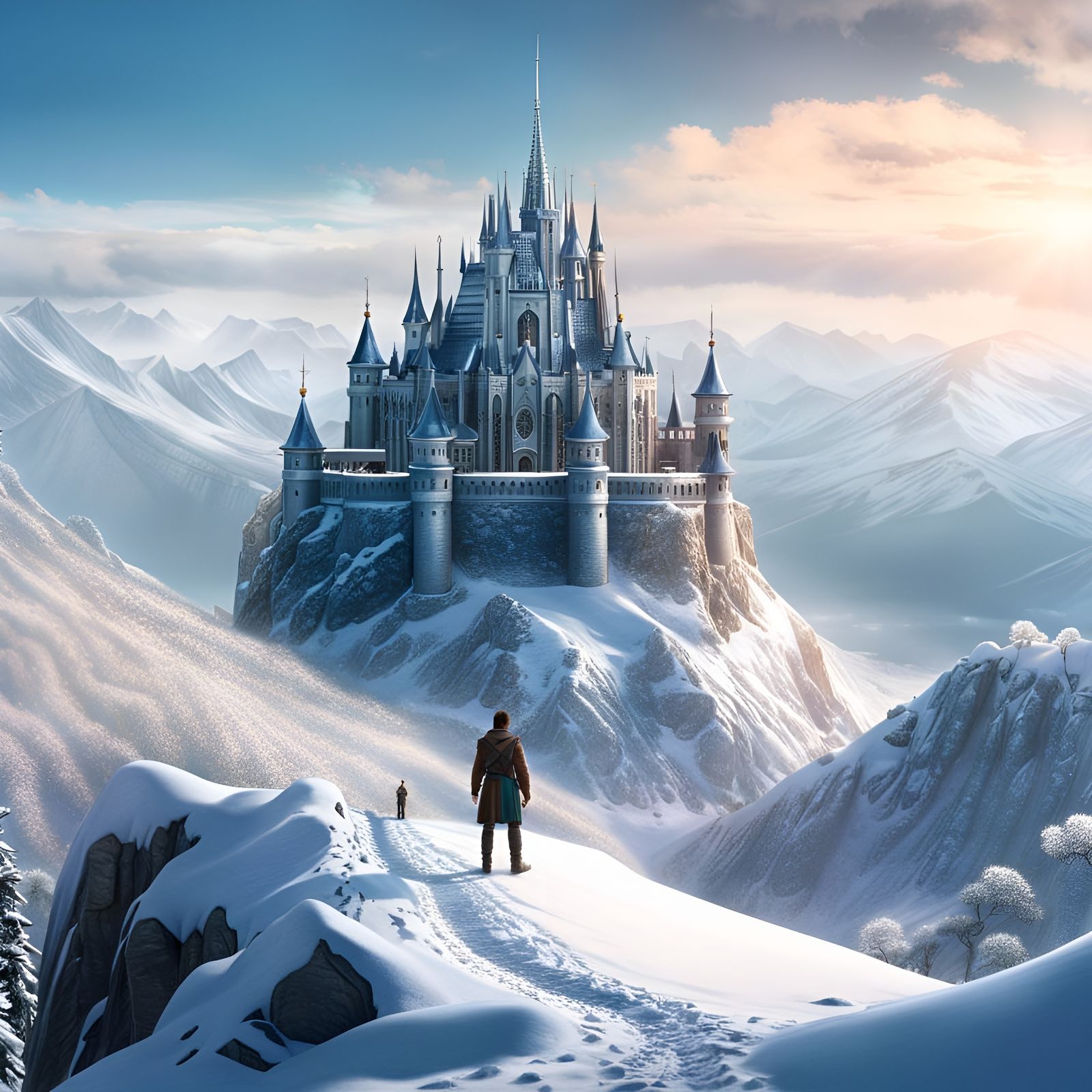 Epic Castle on Snowy Mountain Concept Art