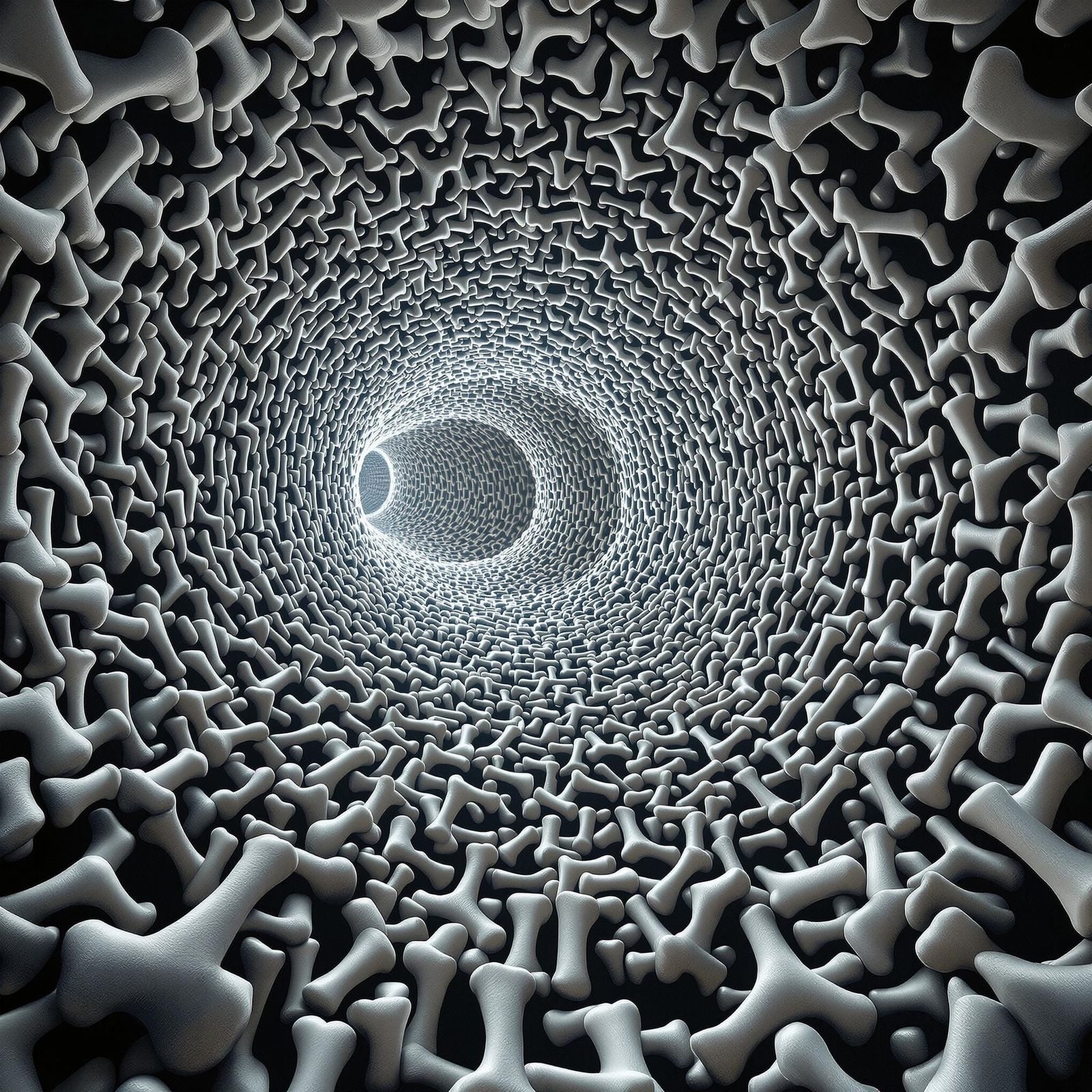 Warped Wolf: Mesmerizing Bone and Rose Tunnel