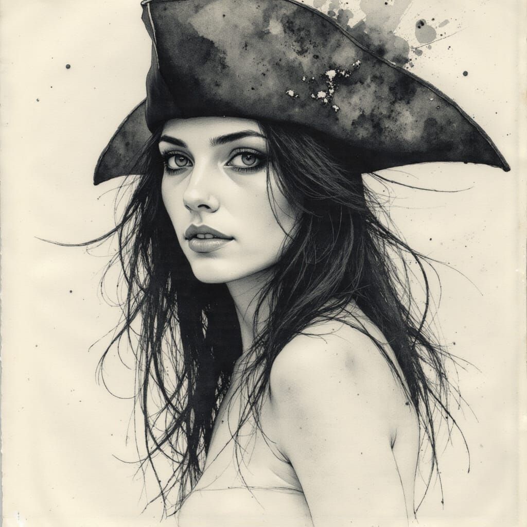 Pirate Sketch in Victorian Gothic and Dark Fantasy Style