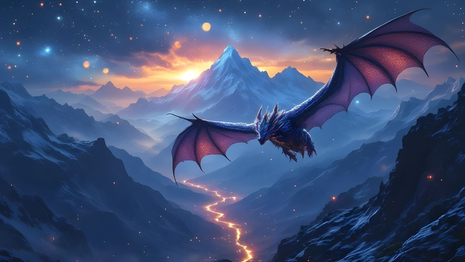 Twilight Dragon Flight in Starry Valley