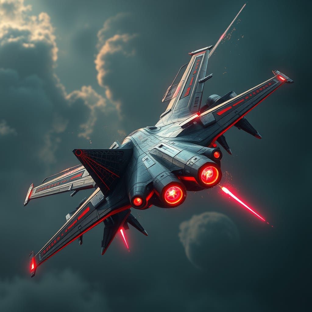 Epic Fantasy Megajet in Vibrant 1990s Style