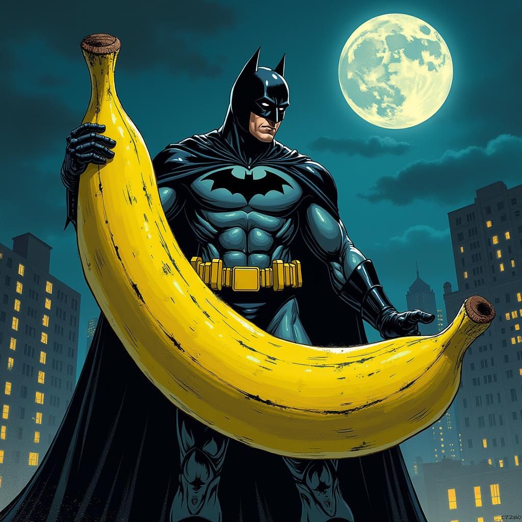 Batman in Banana Costume in Gritty Gotham Night