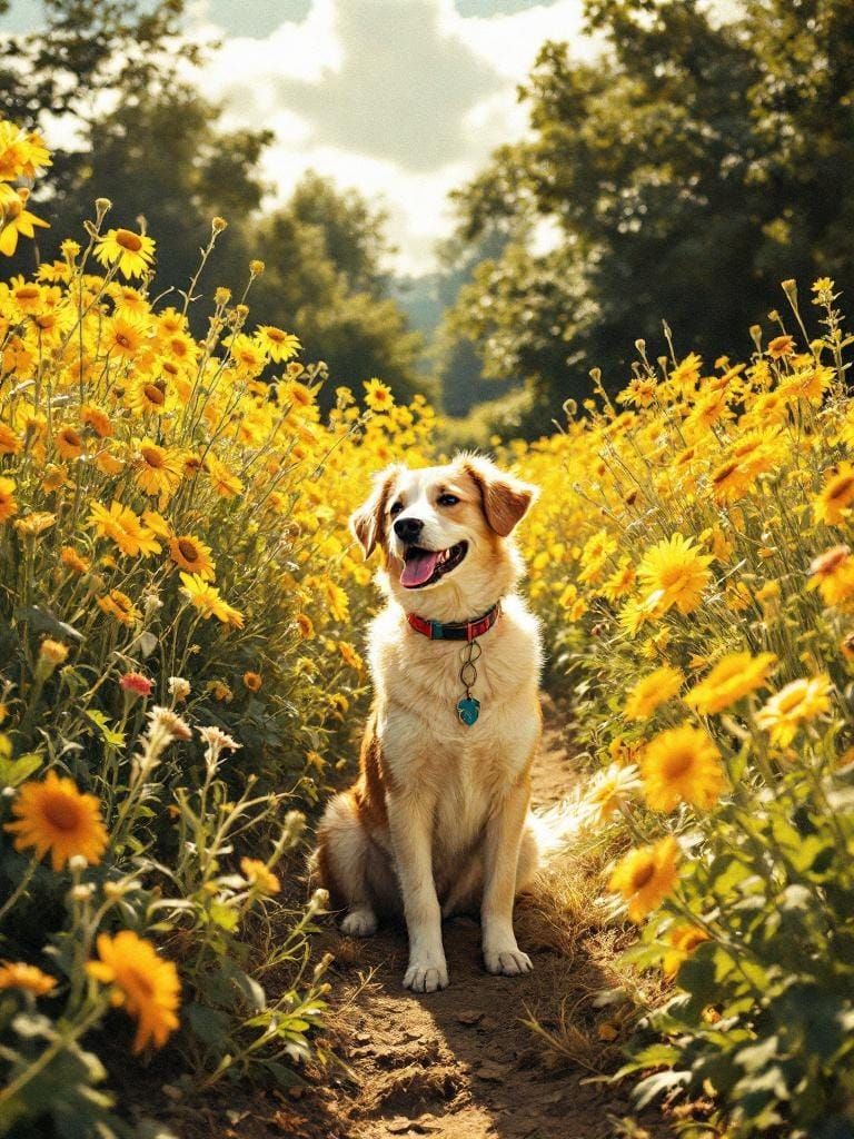 Dog in Sunlight: Pop Art Impression