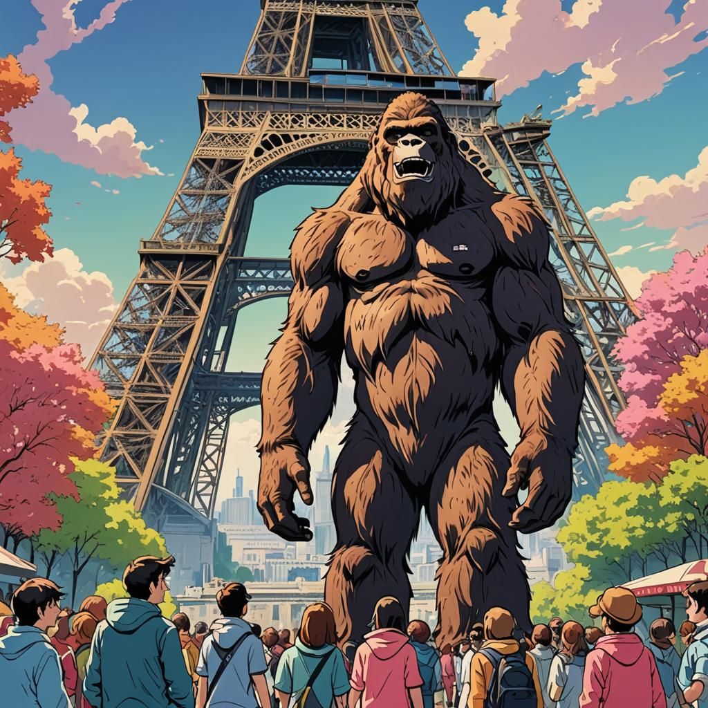 Bigfoot Appears at Eiffel Tower: Anime Manga Scan