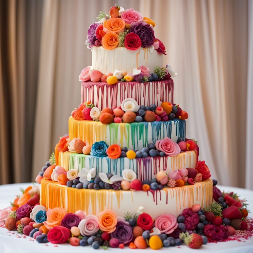 Giant Multicolored Wedding Cake