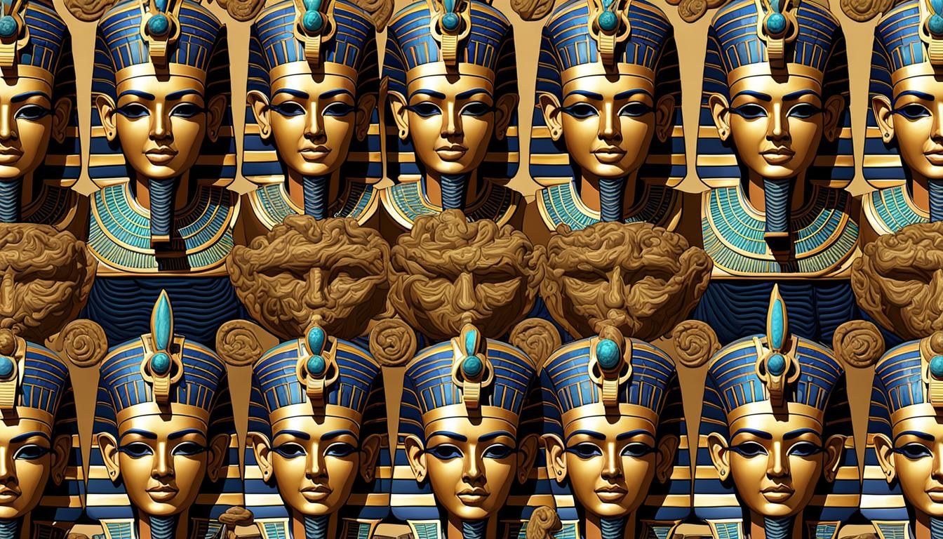 Egyptian Pharaoh Zombie Head Seamless Pattern