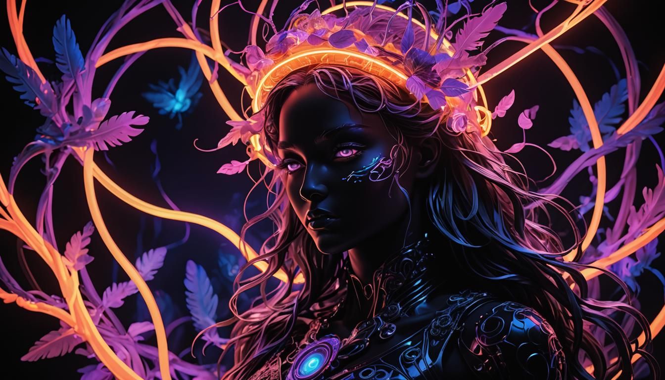 Neon Black Light Radiating an Otherworldly Glow