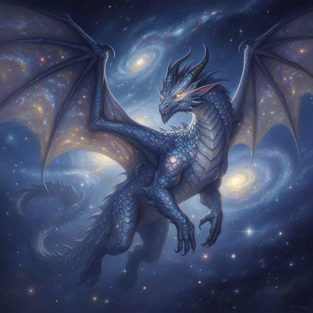 Cosmic Dragon in Ethereal Digital Painting Style