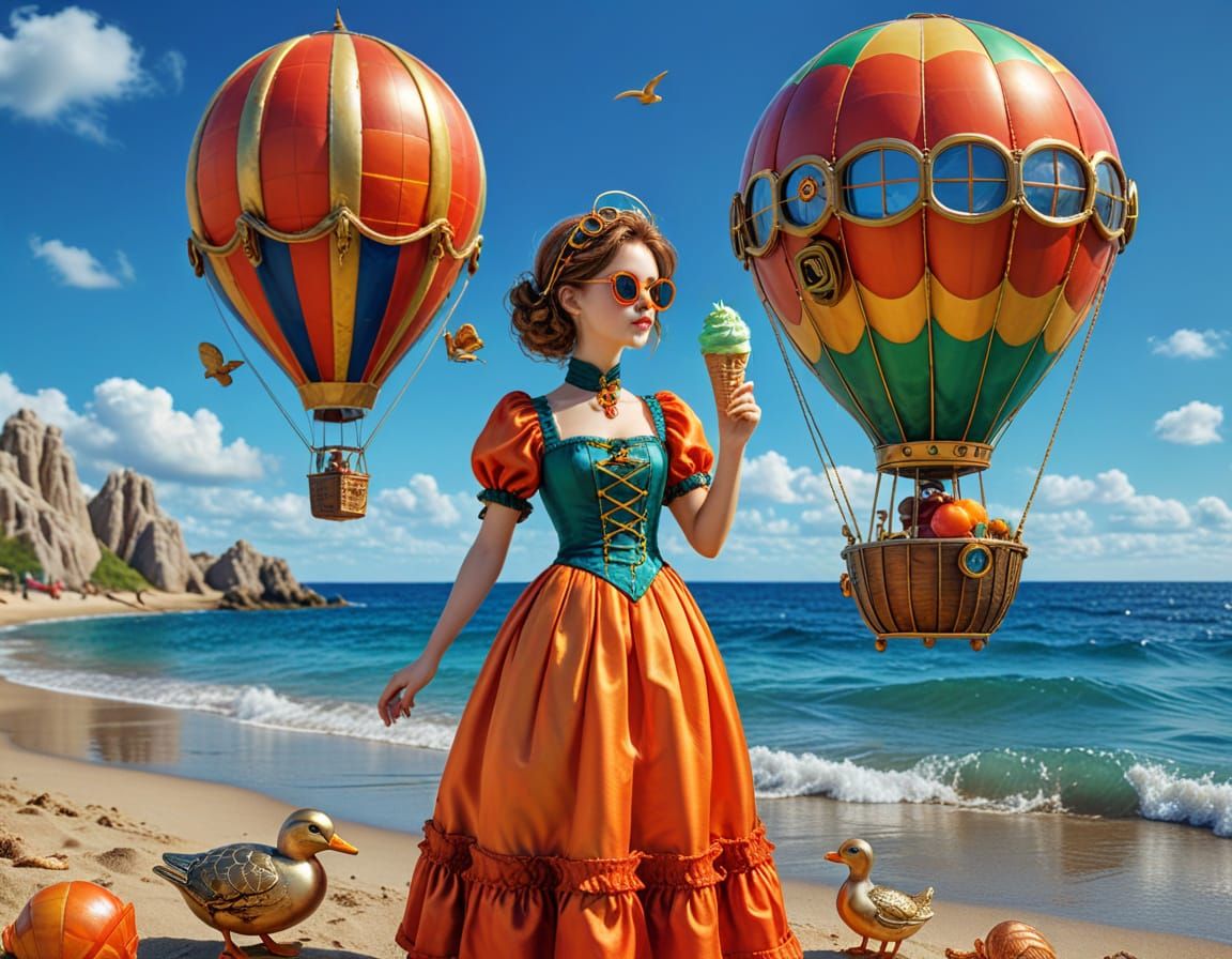 Steampunk Carrot's Beach Vacation in 3D Photography
