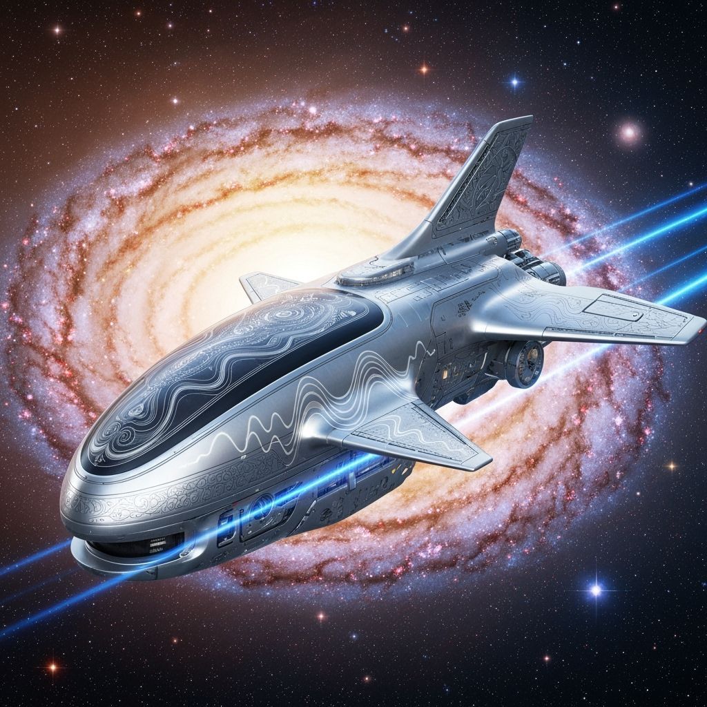 Futuristic Machine Traversing Galaxy in 3D