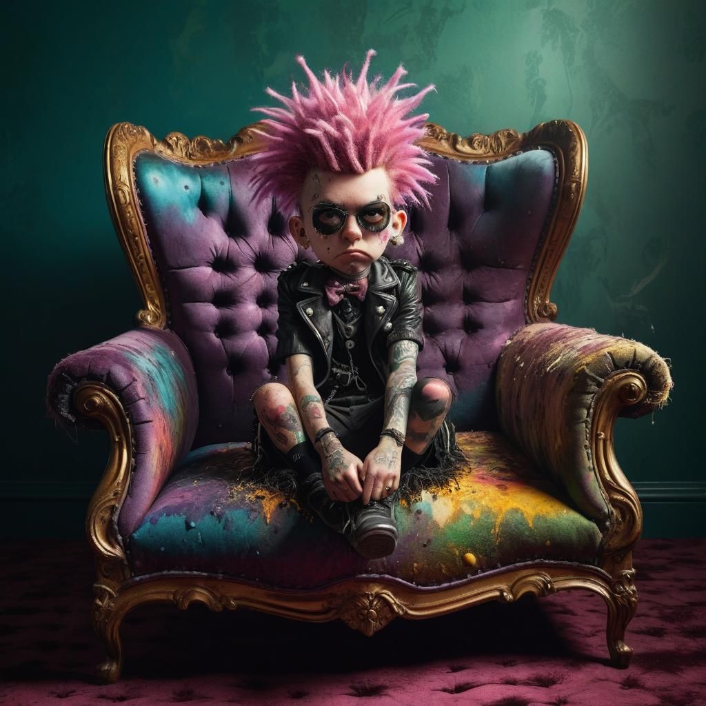 Potato Punk on Victorian Couch: Hyperrealistic Concept Art