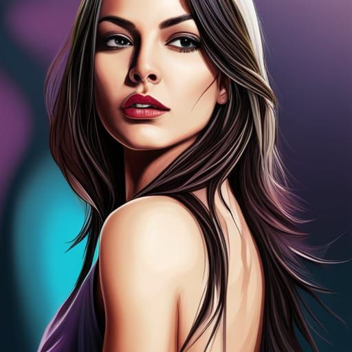 Hyperrealistic Portrait of Victoria Justice in Splash Art St...
