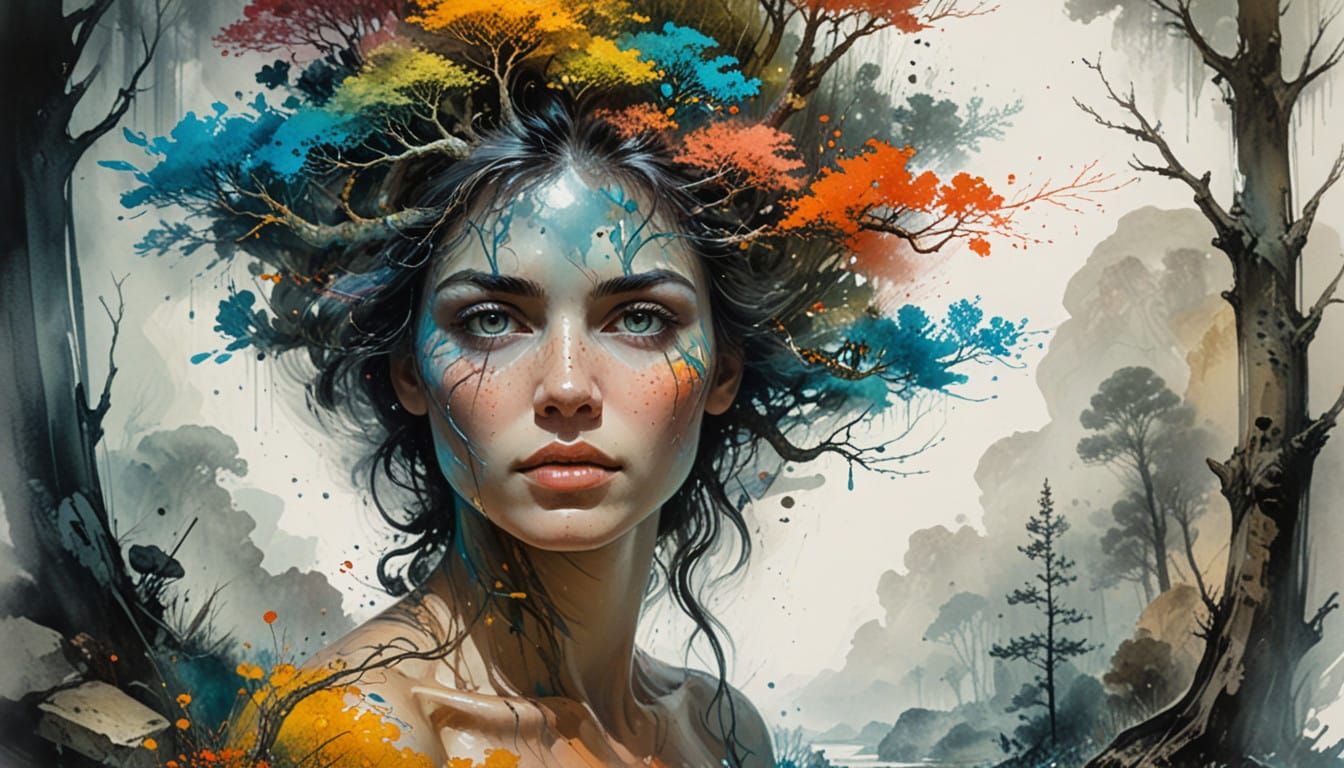 Vivid Dreamscape Inside a Woman's Head