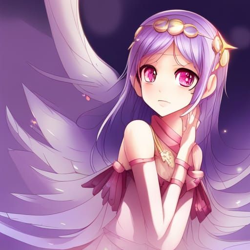 Anime Princess with Lilac Hair and Wings