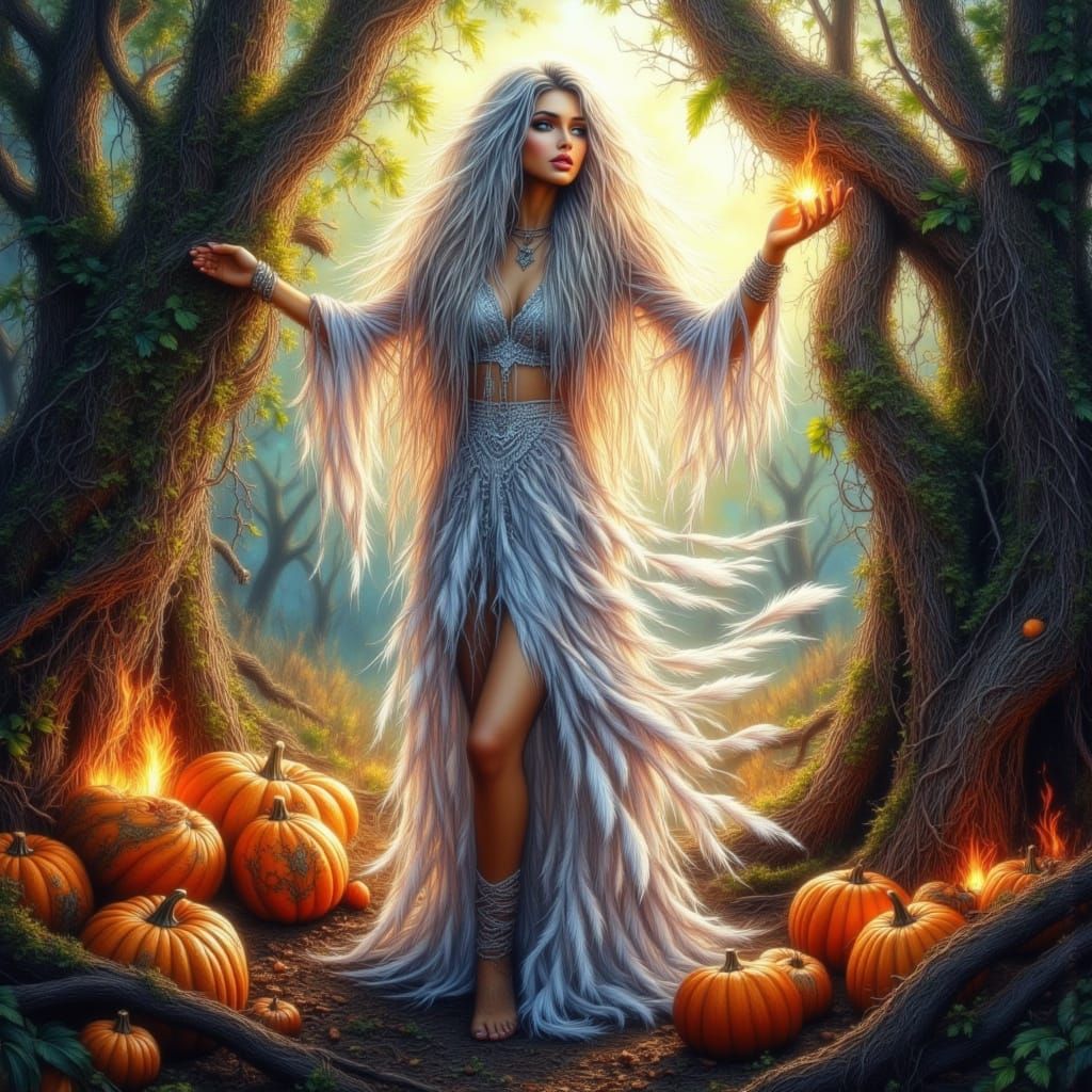 Bohemian Woman Dancing in Firelight