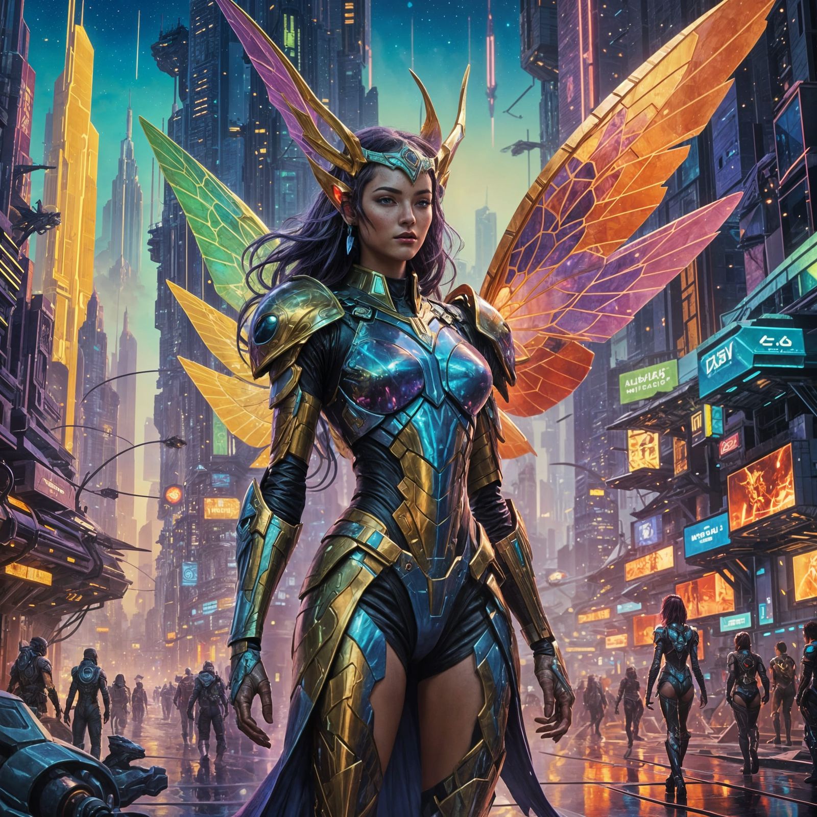 Galactic Nymphs Invading Planet in Fantasy Art