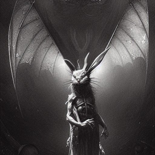 Horror Demon Rabbit Bat in Doré Style