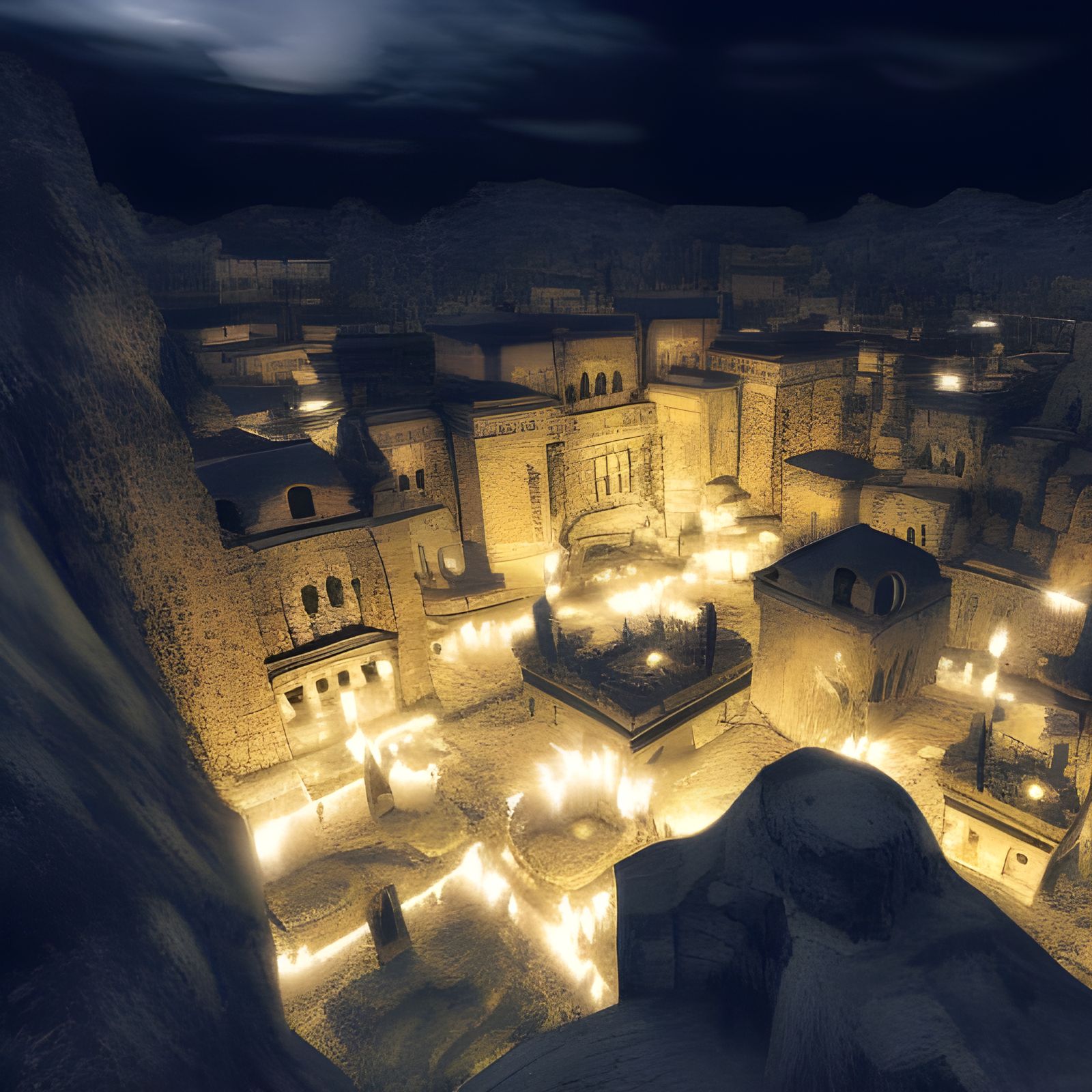 Fantastical Underground Metropolis Unveiled under Celestial...