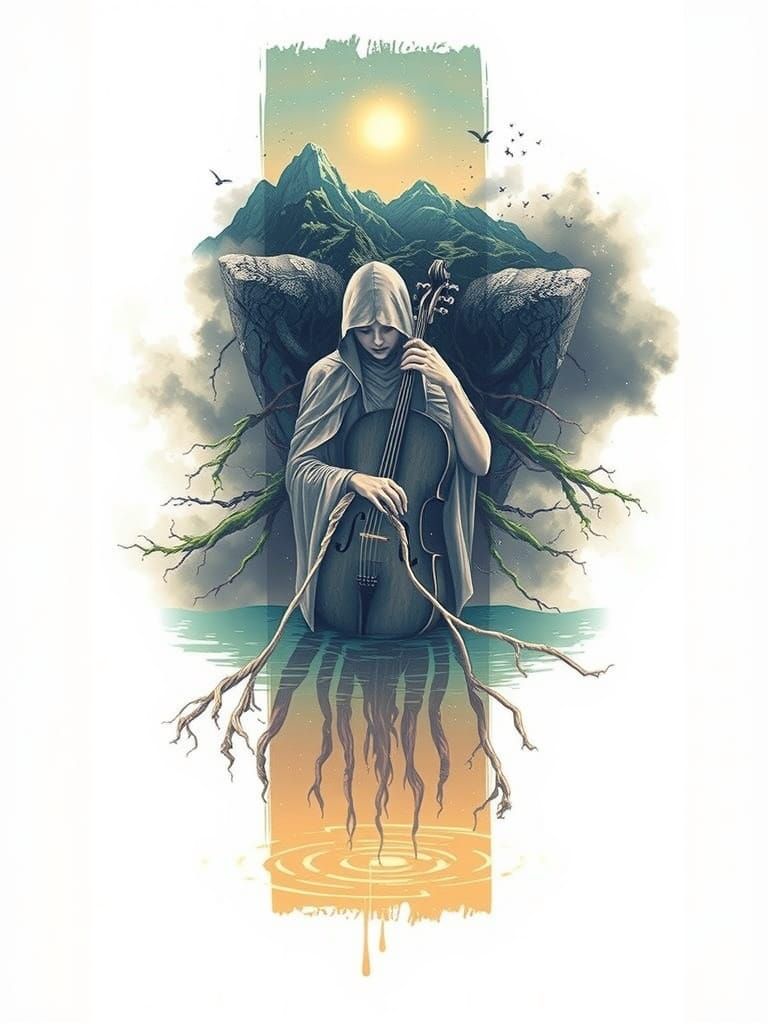 Mountains and Celestial Sky as Tattoo Design