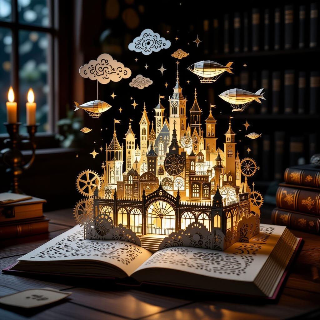 Steampunk Papercut City Revealed in Magical Pop-Up Book