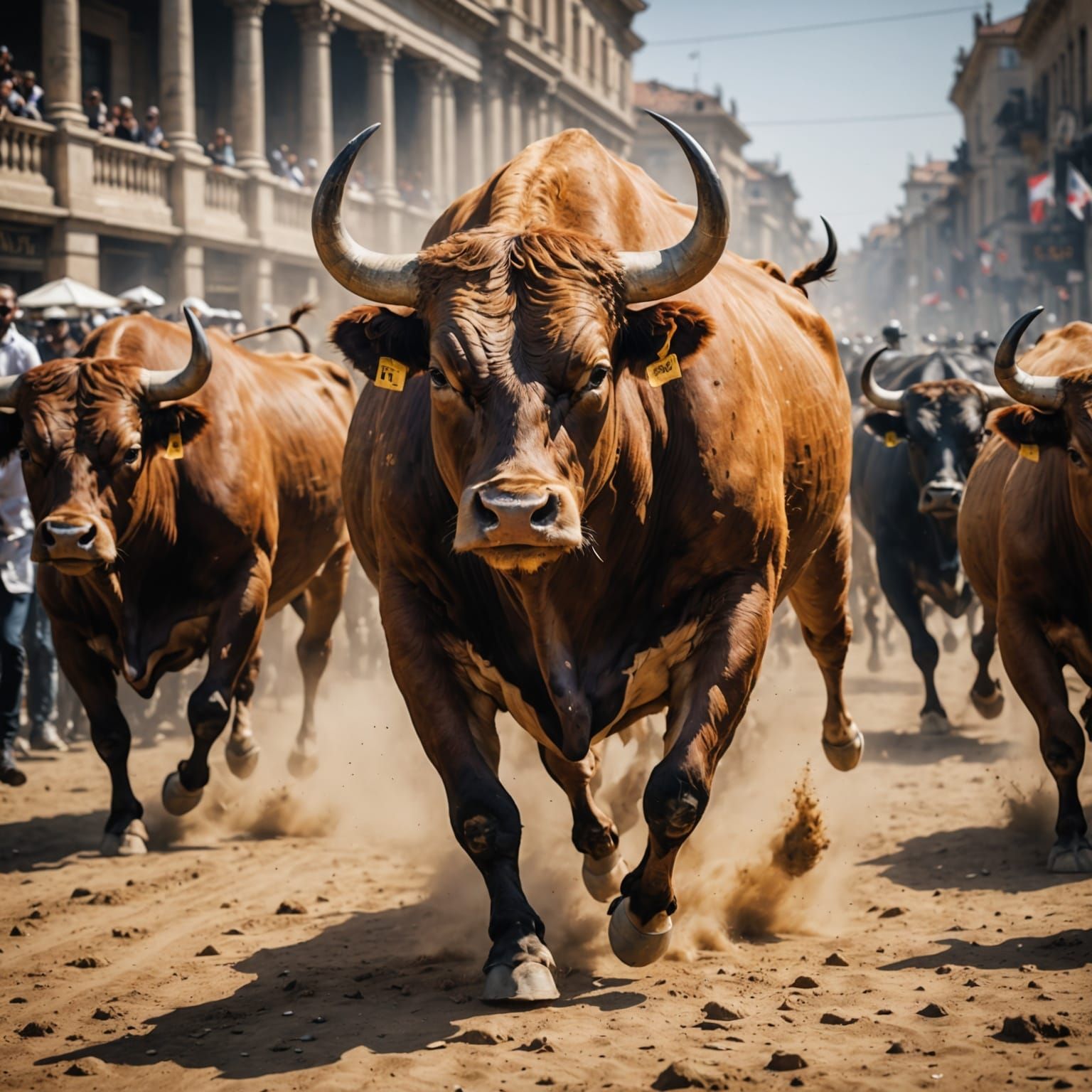 Surreal Crypto Market Stampede in Vibrant Colors