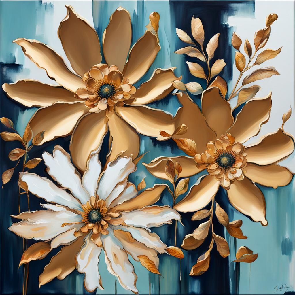 Botanical Floral Art in Abstract Contemporary Style