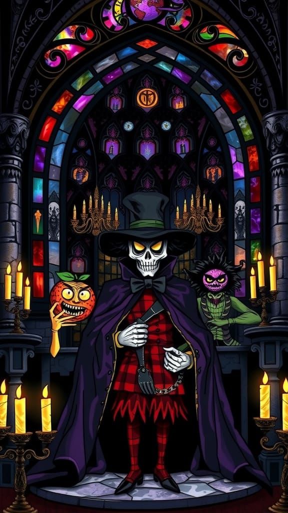 Gothic Monochromatic Mosaic of Cartoon Breakfast Icons