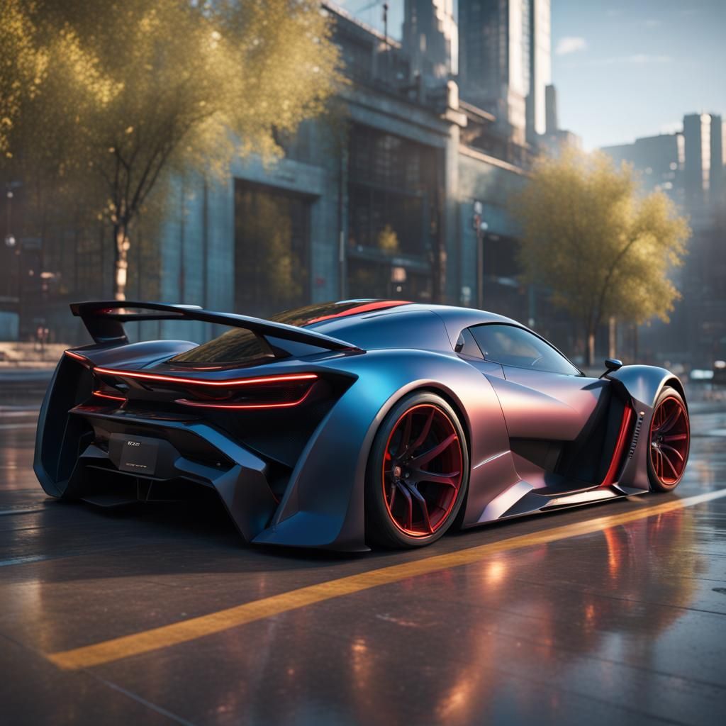 Futuristic Hypercar with Wide Body Kit: Matte Painting