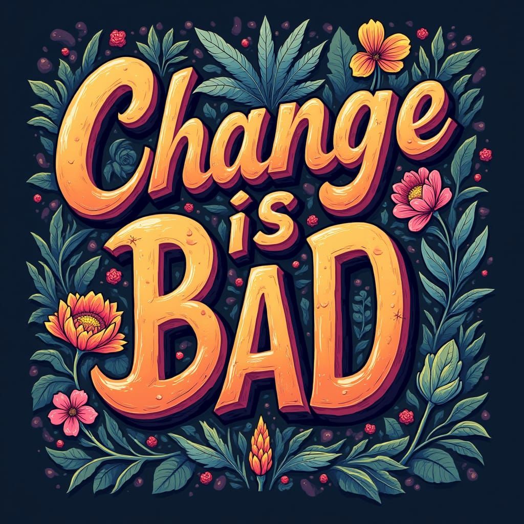 Vibrant 70s Font Proclaiming Change is Bad