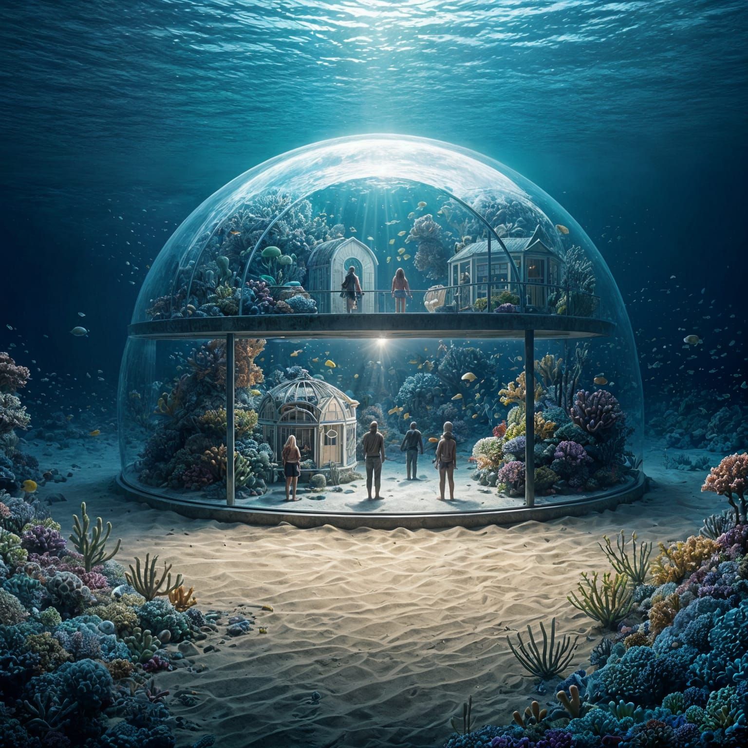 Underwater Biosphere Habitat on Ocean Floor