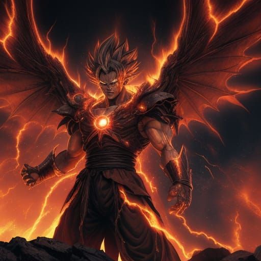 Metal Demon with Spectral Wings and Red Aura