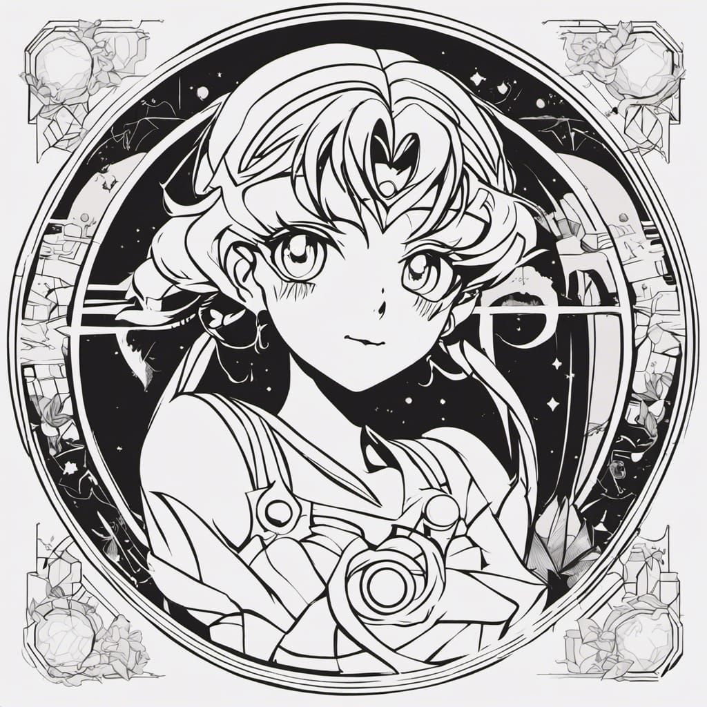 Sailor Moon Geometric Line Art Tattoo