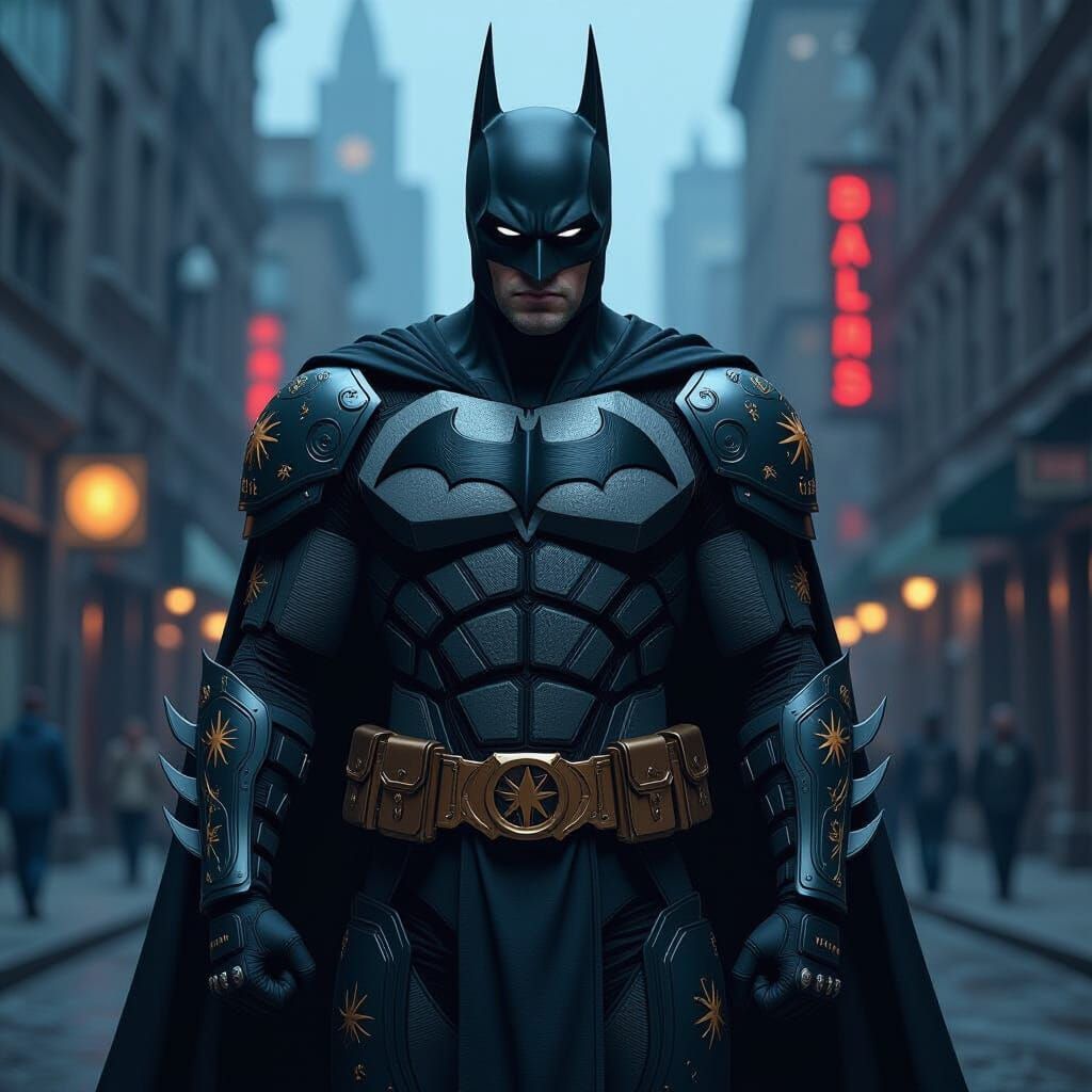 Batman in Zodiac Armor, Gothic Cityscape