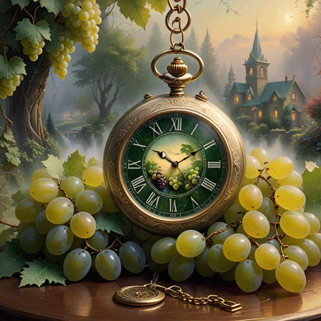 Golden Pocket Watch in Enchanted Grapescape